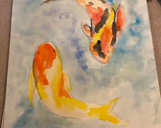 Watercolor Painting of Koi Fish