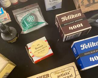 Assortment of Pelikan Ink, Grumbacher Artists' Charcoal