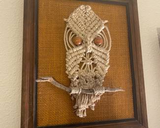 Framed Macrame Oil Decor