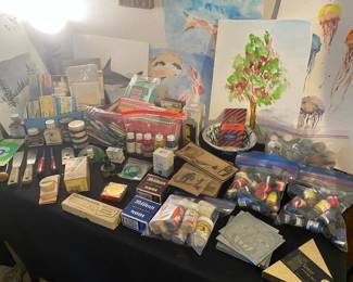 Assortment of Painting Supplies, Paints