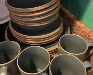 Service for 4 Pale Blue Stoneware Dinner Set