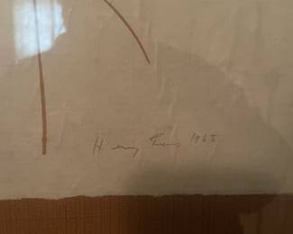 1965 Linocut "Rattlesnake Grass" by Henry Evans