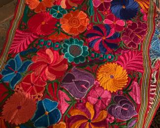 Handmade Mexican Floral Embroidered Table Runner