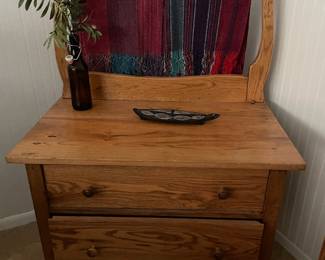1900's Oak Commode Wash Stand with Towel Holder