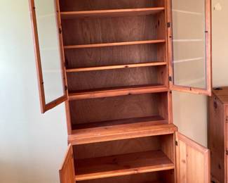 Wood Hutch with Glass Doors
