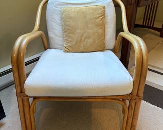 Bamboo Side Chair with White Padding
