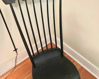 Black Painted Windsor Rocking Chair with Floral Pattern
