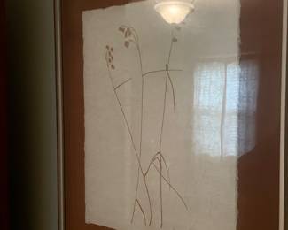 1965 Linocut "Rattlesnake Grass" by Henry Evans