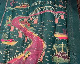San Juanico Bridge Multicolor Fine Weave Matting Tapestry