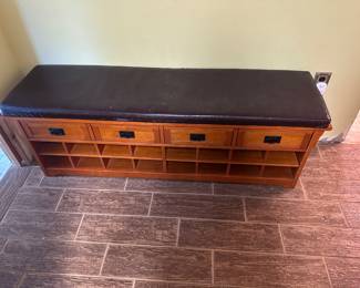 Padded bench with drawers