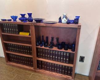 Book case
Books
Huge collections of vintage Blue glass