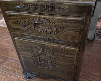 Vintage Asian Heavily Carved wooden cabinet