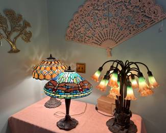 Big selection of Stained Glass table and floor lamps