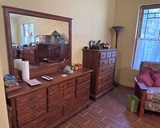 High boy dresser dresser and mirror