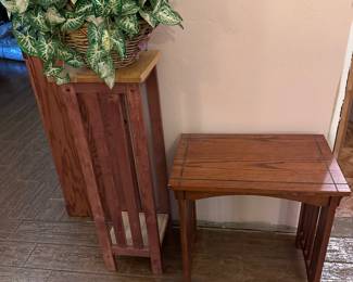 All wood plant stand and table