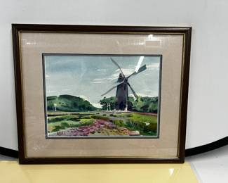 Donald Maier Watercolor "Windmill, Golden Gate Park"