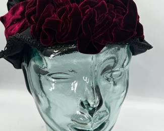 Kate Bishop San Francisco crushed velvet couture hat