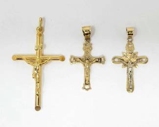 #774 • (3) 14k Gold Cross Pendants, 6g
