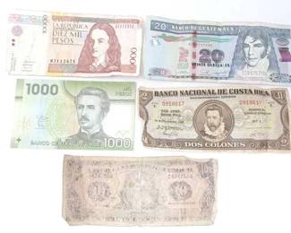 #1726 • (5) Foreign Currency Banknotes
