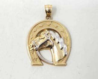 #794 • 14k Gold Horse & Horse Shoe Pendant, 4g

