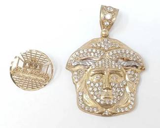 #806 • 10k Gold Pendant and Pin with Rhinestones
