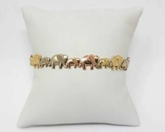 #770 • 14k Gold Elephant Bracelet, 7g
