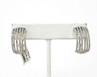 #600 • 18k White Gold Diamond Hoop Earrings, 10g
