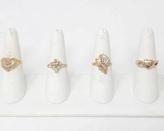 #720 • 3 14k Gold Rings with Rhinestones
