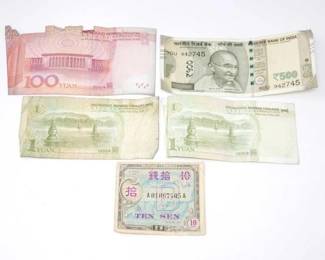 #1720 • (5) Foreign Currency Banknotes

