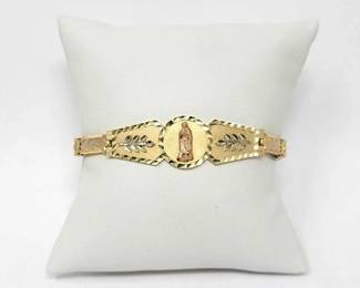 #702 • 14k Gold Virgin Mary Bracelet, 14g
