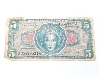 #1500 • Military Payment Certificate 5 Dollar Banknote
