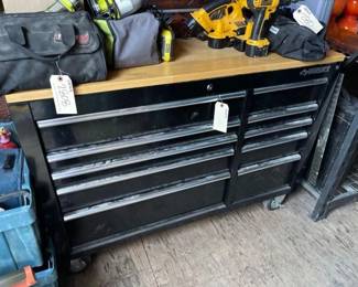 #2812 • Husky Wood Top Tool Box full of Tools
