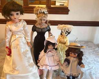 Lot Of Five Porcelain Dolls