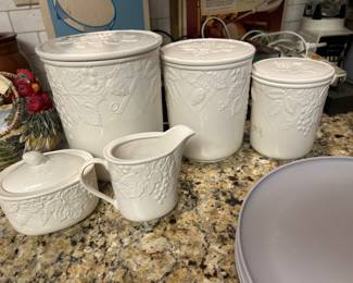 Mikasa canister set, Mikasa cream and sugar