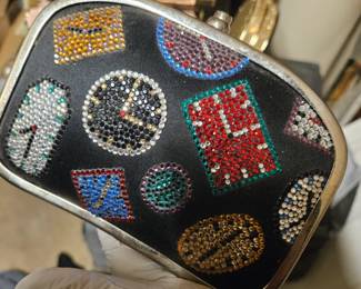  Vintage Swarovski crystal and satin clutch made in spain