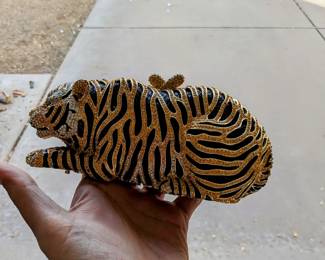 Swarovski crystal tiger evening clutch 