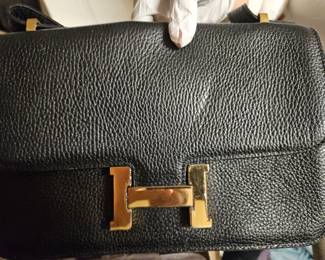 Hermes Constance shoulder bag, black and gold hardware 