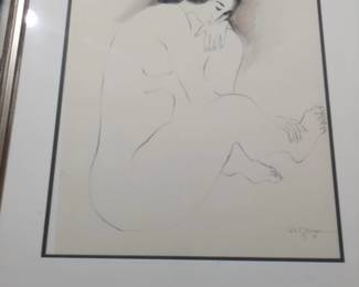 Rc Gorman, line drawing, original purchase gallery tag