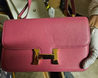Hermes Constance shoulder bag, pink gold hardware 