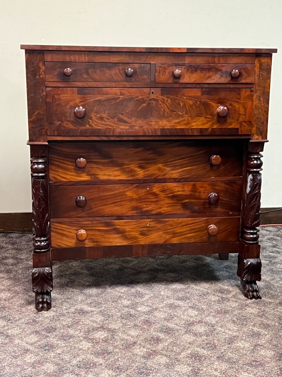 Beautiful Acanthus Carved Empire Chest w/ hairy paw feet