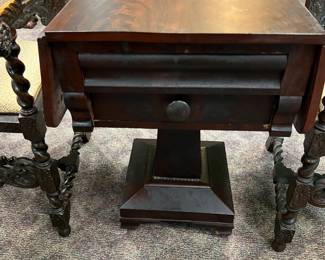 Mahogany Empire Work Table w/ Drop Sides