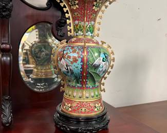 Large Cloisonne Vase with stand