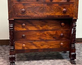 Beautiful Acanthus Carved Empire Chest w/ hairy paw feet