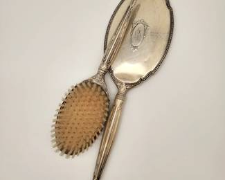 Sterling Silver Hairbrush & Mirror set $150