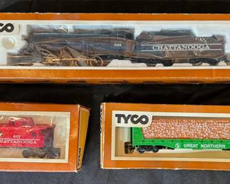 Antique Gilbert American Flyer trains, tracks, original boxes, instruction manual
Vintage Tyco trains, in boxes
Lionel trains
