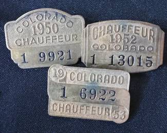 Colorado chauffeur licenses (pins) from the 1950s