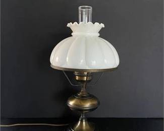 Milk Glass Hurricane Table Lamp