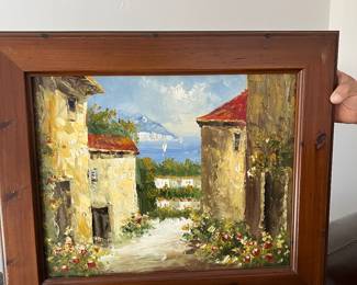 $150~ RUSTIC FRAMED OIL ON CANVAS ~ 25"X 22" 