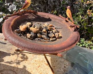 $32~ VINTAGE METAL TABLE TOP BIRD FEEDER 