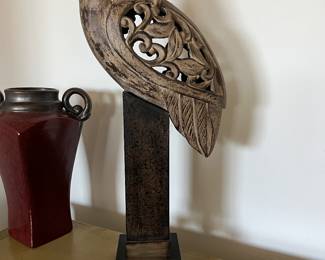 $125~ CARVED WOODEN ON A PEDESTAL~ 25"HEIGHT